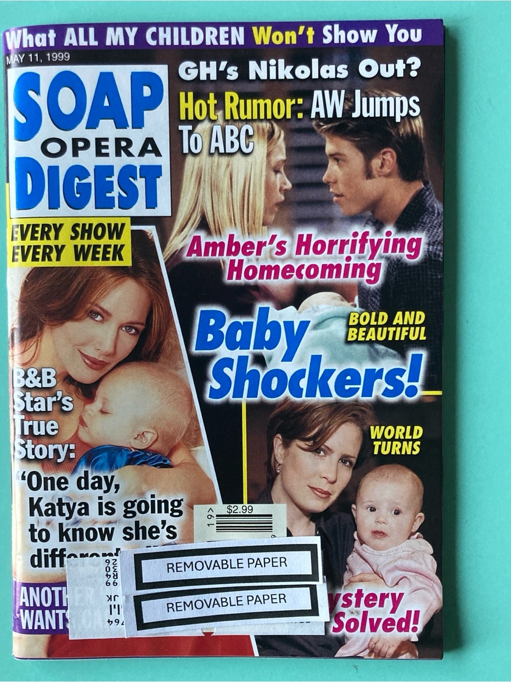 Marj Dusay (Only) Signed SOAP OPERA DIGEST Magazine May 11 1999 Vincent Irizarry